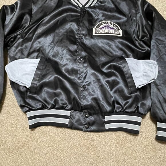 Vintage 90's MLB Colorado Rockies Swingster Satin Jacket Size L Made In USA - Picture 4 of 8